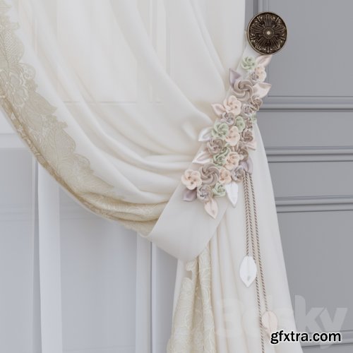 A curtain with flowers 