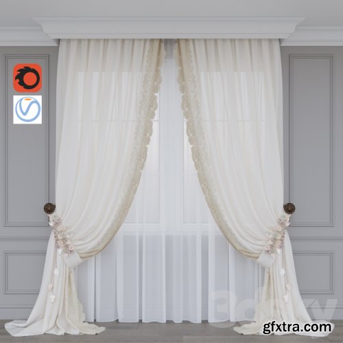 A curtain with flowers 