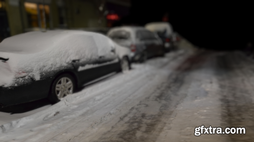 Snowed street in Bushwick, Brooklyn