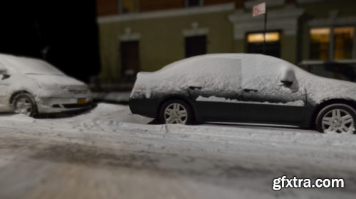 Snowed street in Bushwick, Brooklyn