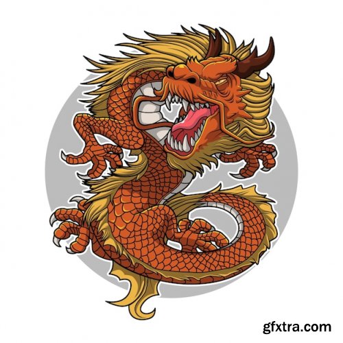 Illustration of oriental water dragon vector design