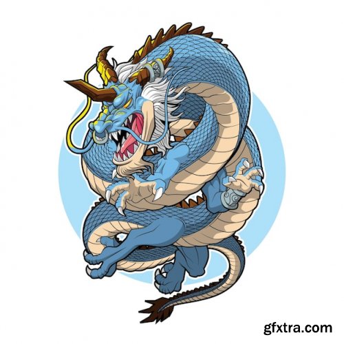 Illustration of oriental water dragon vector design