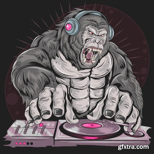 Shouting Gorilla vector element