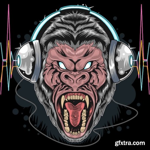 Shouting Gorilla vector element