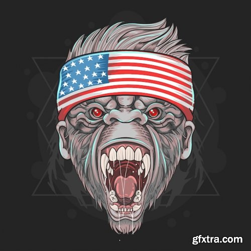 Shouting Gorilla vector element