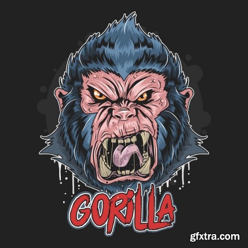 Shouting Gorilla vector element