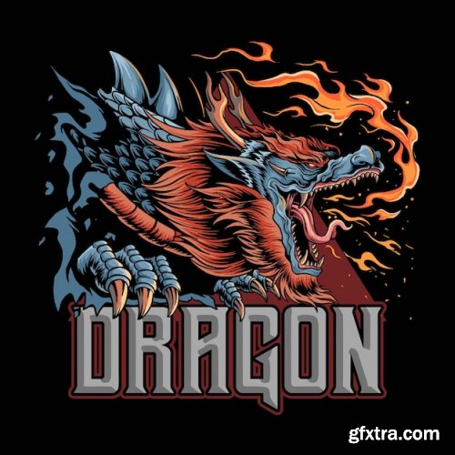 Dragon head angry vector