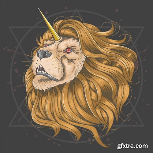 Lion fierce head vector