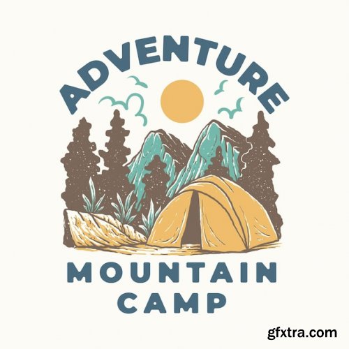 Outdoor adventure vintage illustration