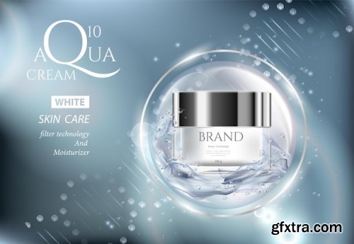 Concept skin care cosmetic regenerate cream and extract background ads banner