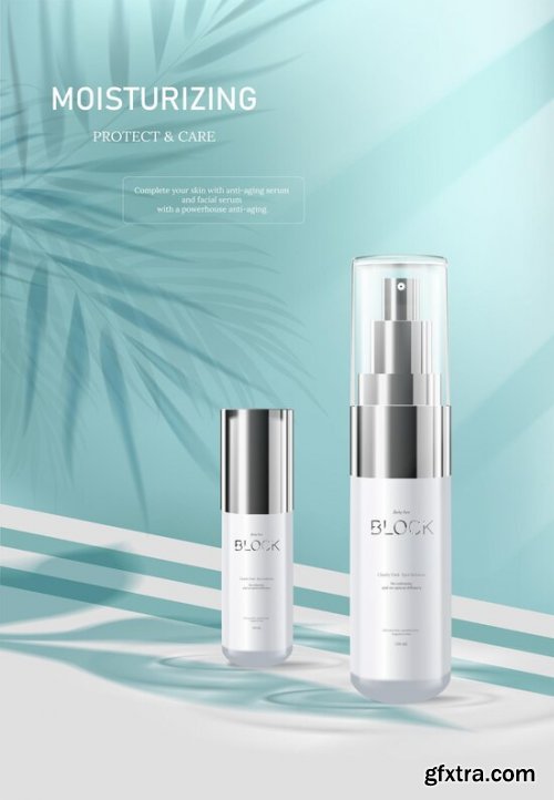 Concept skin care cosmetic regenerate cream and extract background ads banner