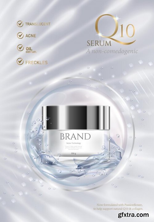 Concept skin care cosmetic regenerate cream and extract background ads banner