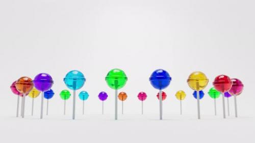 Videohive - Rotating Ring of Multicolored 3D Lollipops Looping over White Background - 38931681 - 38931681