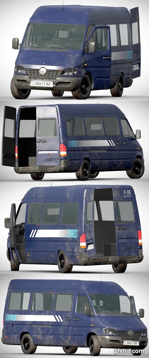 Mercedes Benz Sprinter Lowpoly Van 3D Model