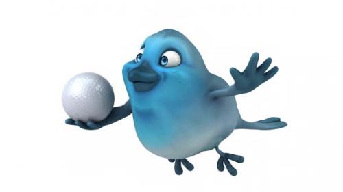 Videohive - Fun 3D cartoon animation of a blue bird with alpha - 38952288 - 38952288