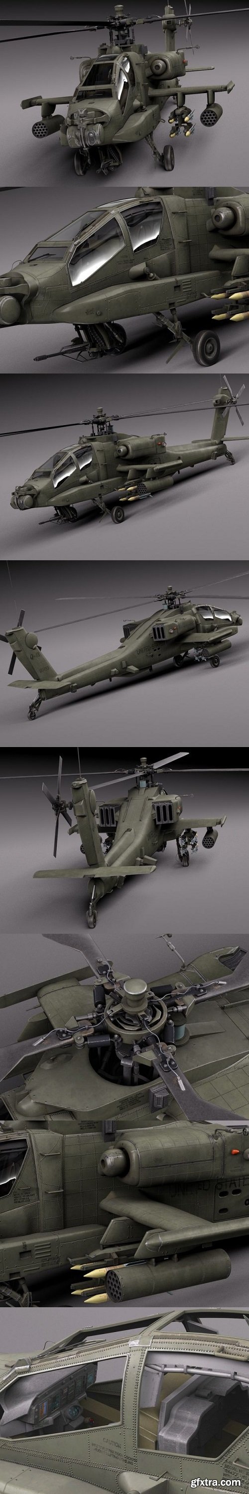 AH-64A Apache Helicopter 3D Model