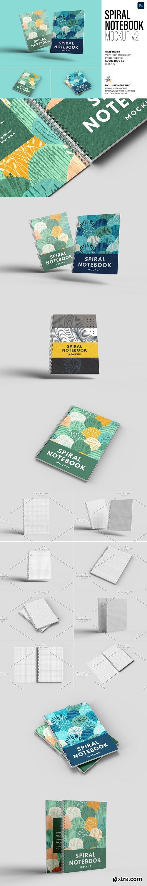 CreativeMarket - Spiral Notebook Mockup v2 - 8 views 7465931