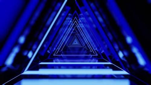 Videohive - Night Blue Vj Loop Background Triangle Tunnel HD - 38931620 - 38931620