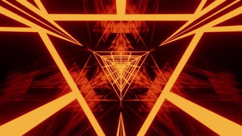 Videohive - Orange Warm Hell Kaleidoscope Neon Tunnel Vj Loop Background With Reflection 4K - 38931621 - 38931621