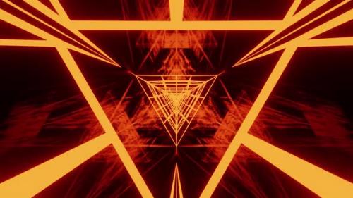 Videohive - Orange Warm Hell Kaleidoscope Neon Tunnel Vj Loop Background With Reflection HD - 38931622 - 38931622