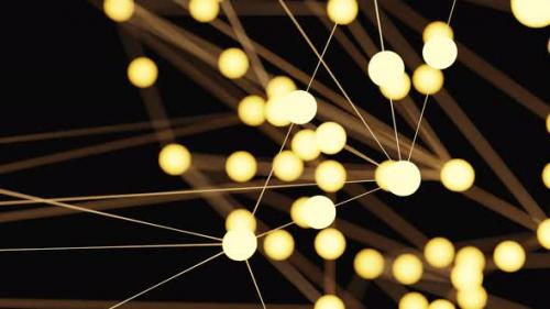 Videohive - Seamless looping abstract gold and yellow network glowing illumination node background - 38960499 - 38960499