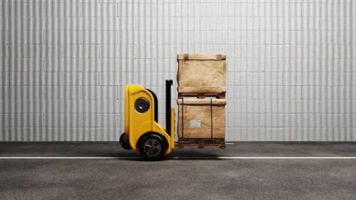 Videohive - Seamless looping driverless car forklift robot lifting and moving pallets cardboard box to storage - 38960500 - 38960500