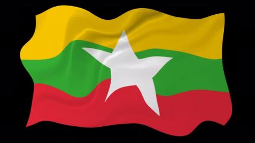 Videohive - Myanmar Flag Wave Motion Black Background - 38961529 - 38961529