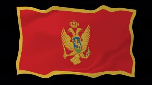 Videohive - Montenegro Flag Wave Motion Black Background - 38961531 - 38961531