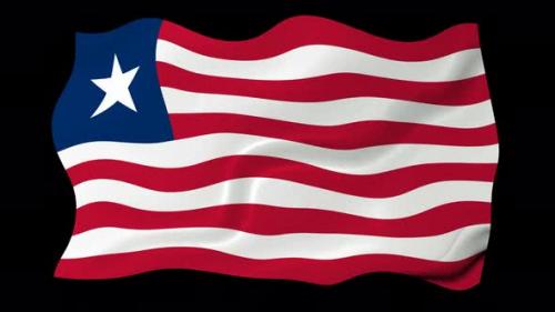 Videohive - Liberia Flag Wave Motion Black Background - 38961634 - 38961634