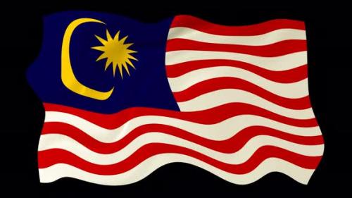 Videohive - Malaysia Flag Wave Motion Black Background - 38961636 - 38961636