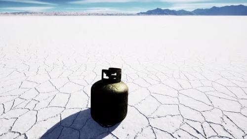 Videohive - Old Rusted Danger Gas Container on Salt Lake - 38969123 - 38969123