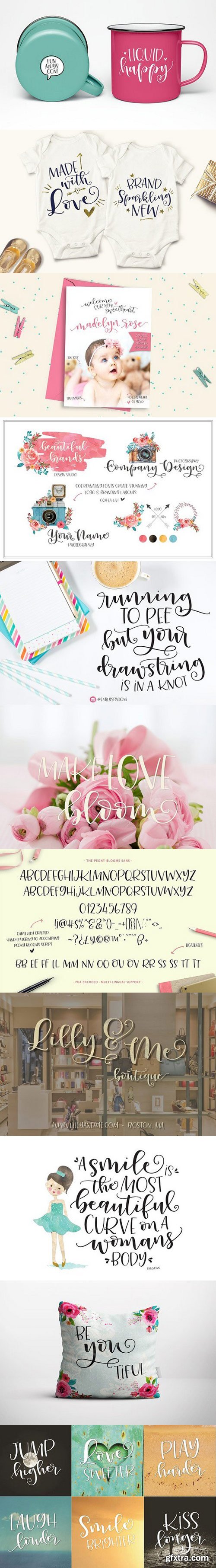 Peony Blooms Font Duo