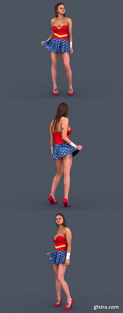 Sexy Girl Wearning short Skirt Standing 3d model