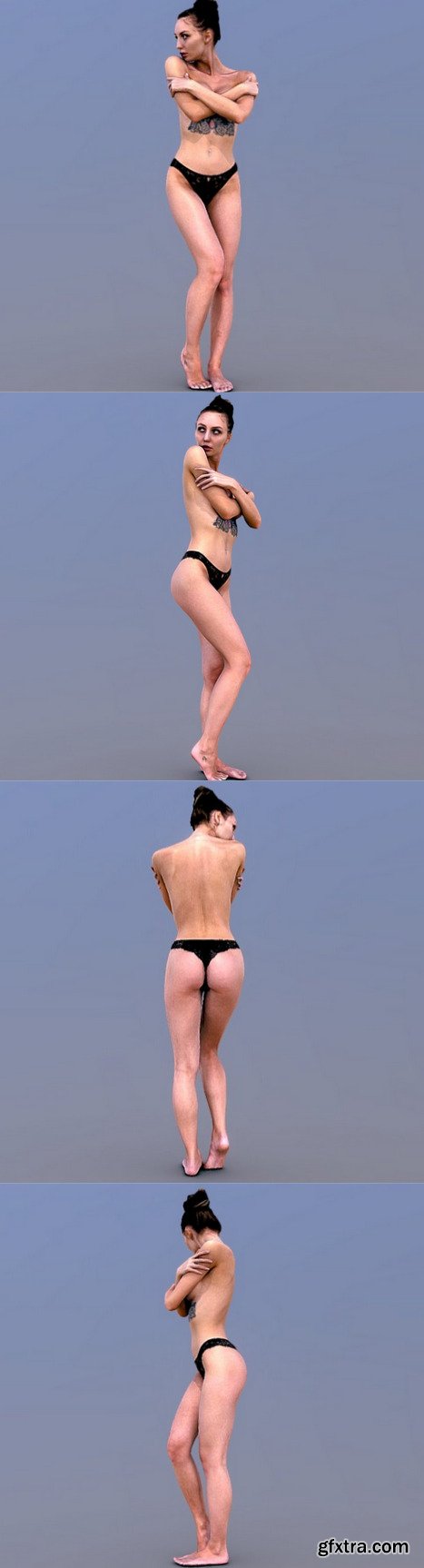 Topless posing woman 3D Model