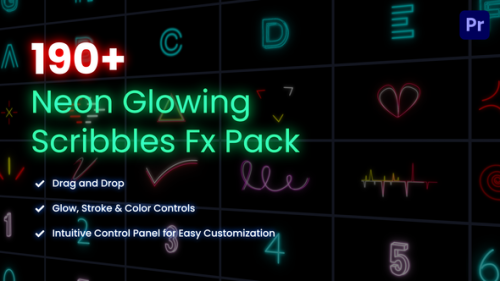 Videohive - Neon Glowing Scribble & Typeface Pack - 38981285 - 38981285