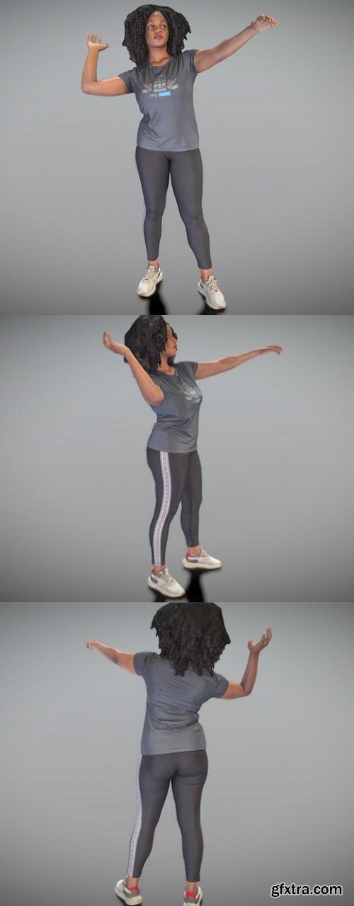 Young african-american woman throwing a ball 3D Model