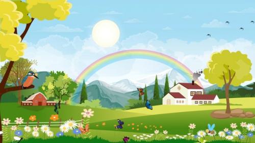 Videohive - Spring Landscape - Beautiful Nature - Cartoon Animation - 39005837 - 39005837