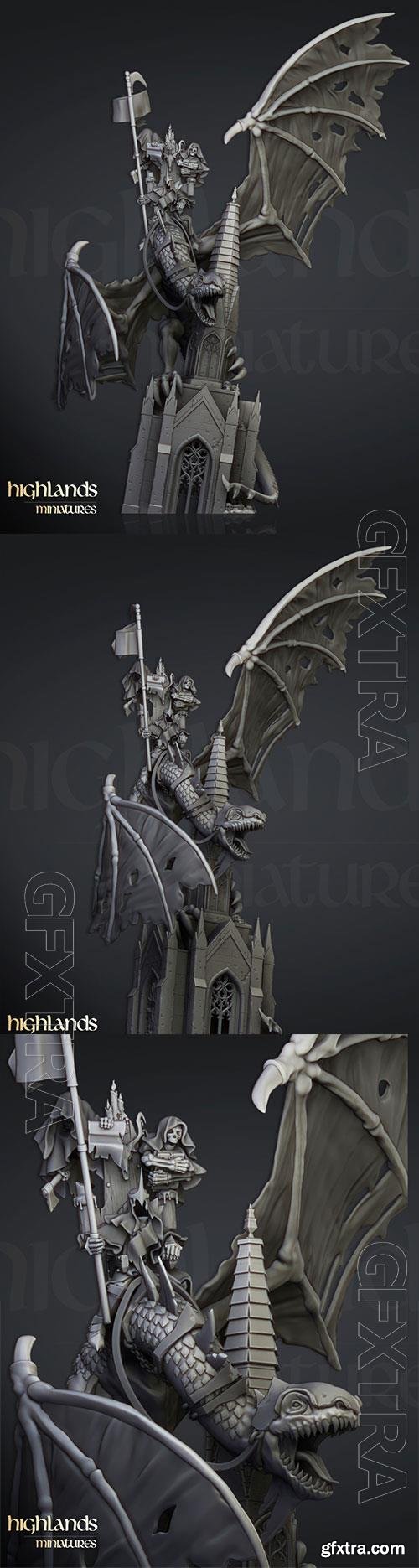 Ezekiel, Lord Necromancer on Flying Monster - Highlands Miniatures 3D Print