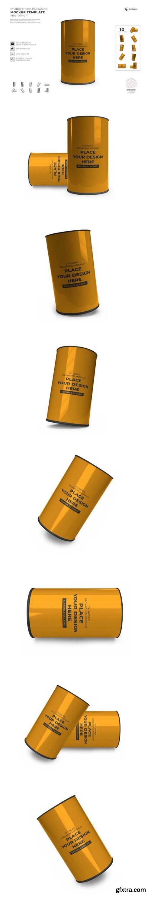 Cylinder Tube Packaging 3D Mockup Bundle