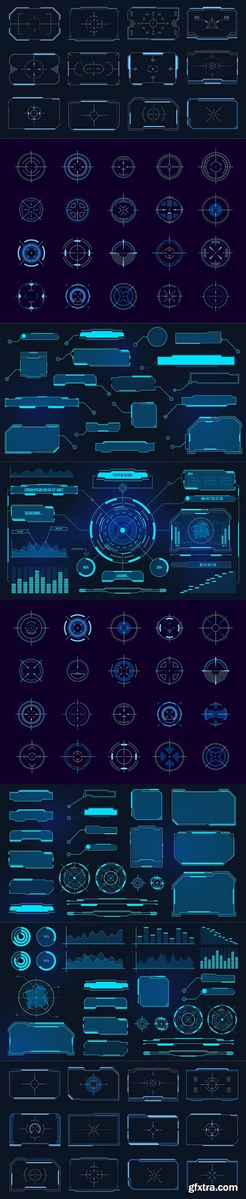 Futuristic HUD frames elements set