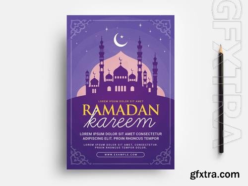 Purple Ramadan Flyer Layout with Mosque Illustration 326497184