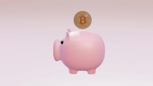 Videohive - Piggy bank and Bitcoin. Crypto currency. BTC. - 38994353 - 38994353