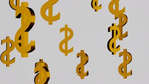 Videohive - Golden Dollar currency signs falling down on white background. - 38994355 - 38994355