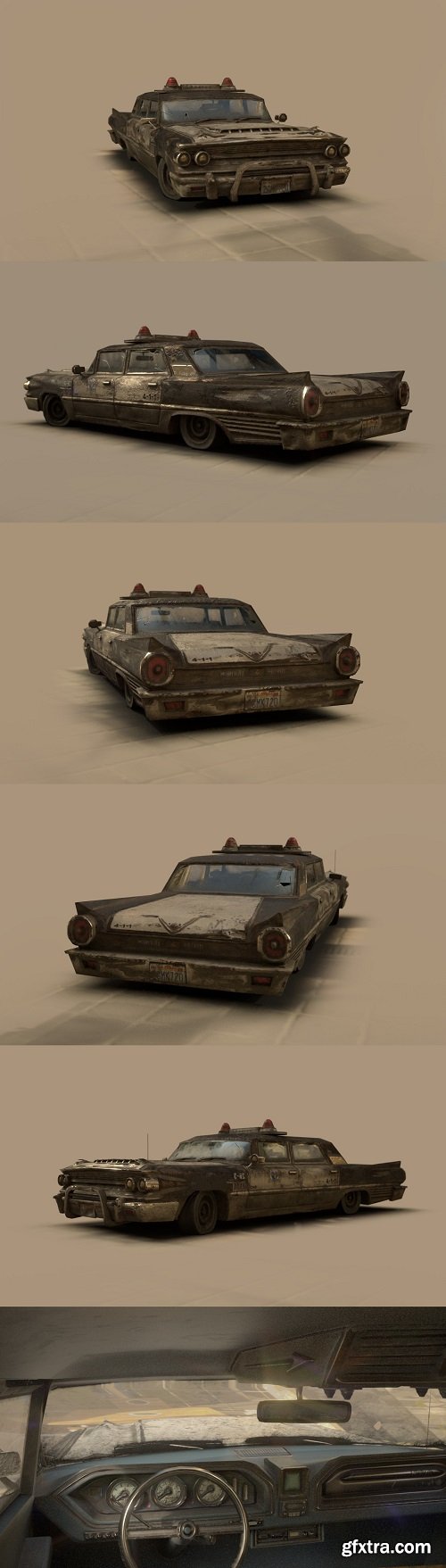 Abandoned Old Police Car 3D Model