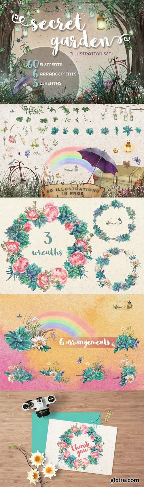 Secret garden illustration set