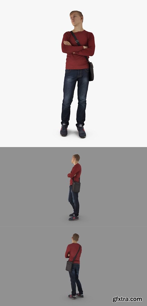 Young Man Waiting 3D Model