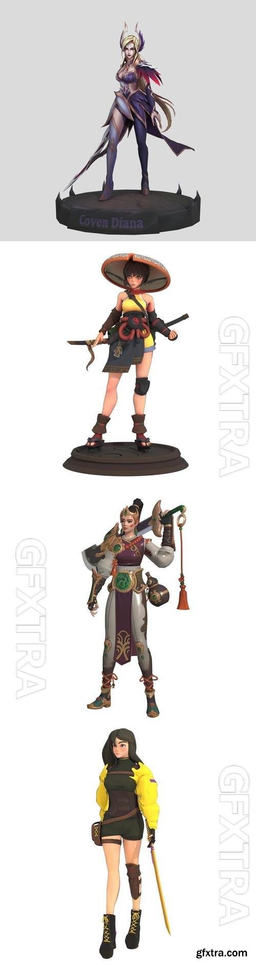 Tibet dragon and Radia and Coven Diana fanart and Kino the free soul 3D Print