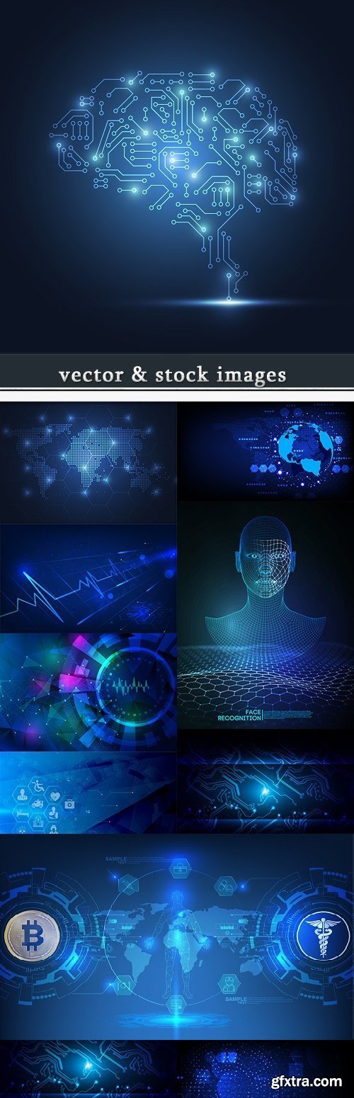 Abstract technology background blue illustration 2