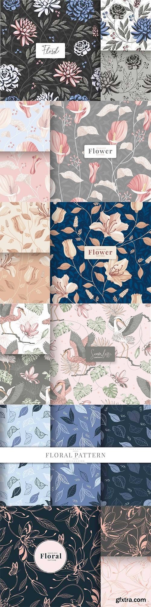 Golden lyxury hand drawn vintage floral seamless pattern