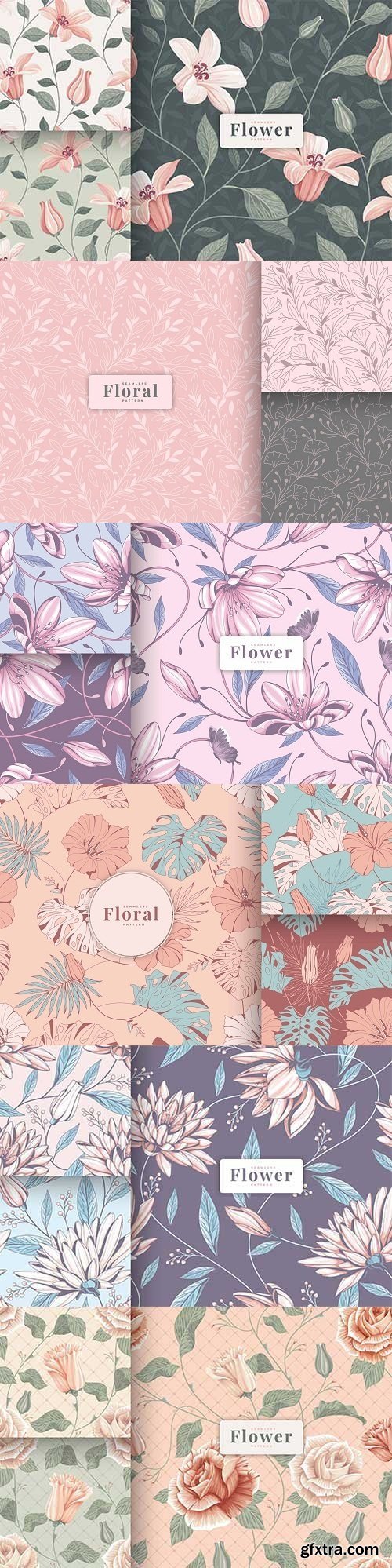 Colour hand drawn vintage floral seamless pattern